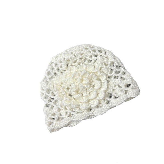 Giaone Elegant Crochet Flower Beanies Knit Hat For Women Stylish Winter Caps