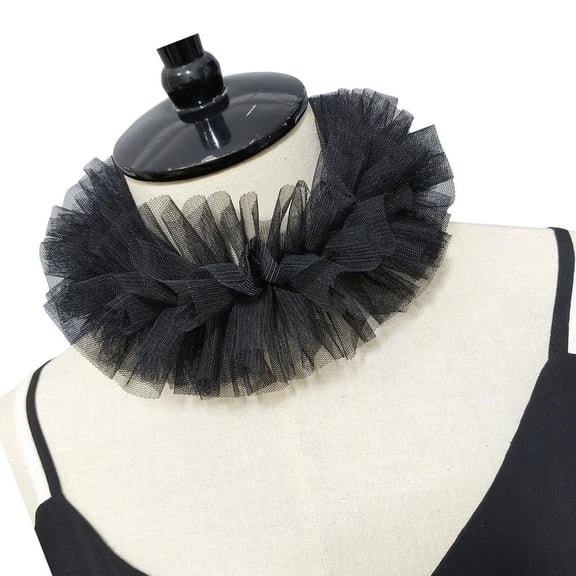 Giaone Elegant Elizabethan Mesh Neck Ruff and Wrist Cuffs for Historical Reenactments