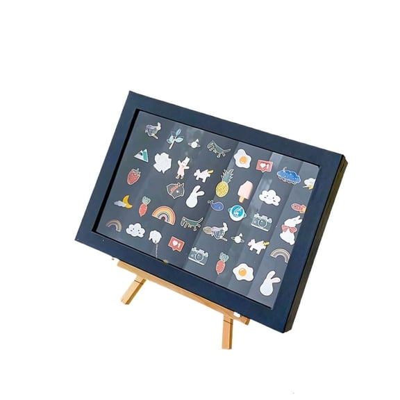 Giaone Elegant Fabric Lined Badge Holder Built Using And Wood With Stable Desktop Stand