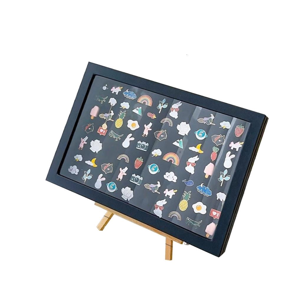 Giaone Elegant Fabric Lined Badge Holder Built Using And Wood With Stable Desktop Stand