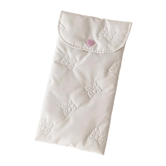 Giaone Embossed Bowknot Pattern Pencil Pouch With Button Glasses Bag