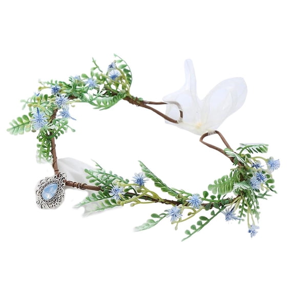 Giaone Ethnic Girls Flower Crown Girls Fairy Hairband with Rhinestone Pendant