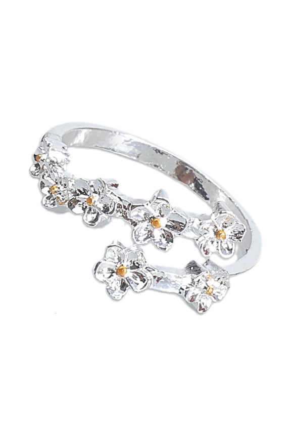Expandable Floral Rings Wedding Statement Finger Rings Adjustable Open Tail