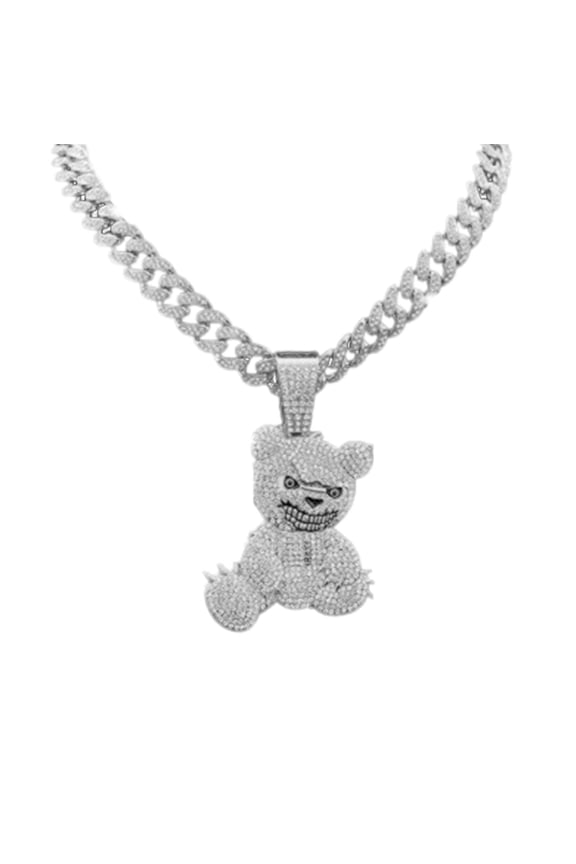 Fashionable Bear Pendant Necklace Gold/Silver Plated Cuban Link Chain Choker Rhinestones Clavicle Chain Accessories