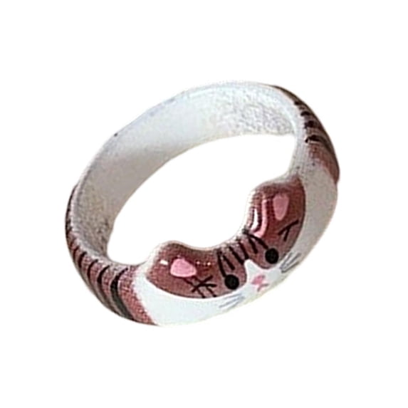 Giaone Trendy Cats Ring with Enamel Details Drop Glaze Themed Finger Jewelry
