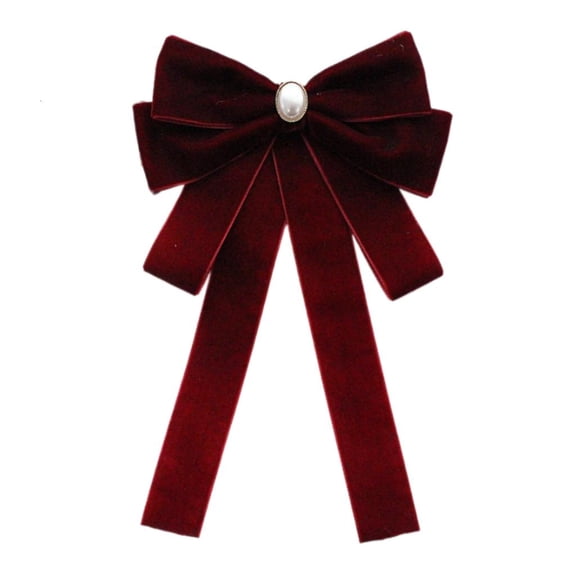 Giaone Fashionable Pre Tied Bows Tie for Women Pearls Velvets Clip on Necktie Brooch