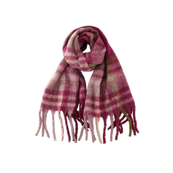 Giaone Fashionable Thick Fringed Scarf Plaids Pattern Warm Winter Shawl Women
