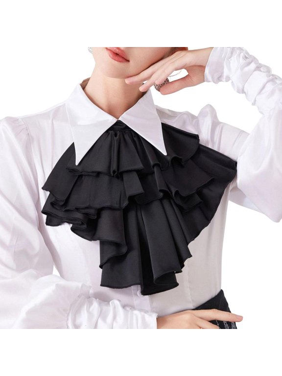 Feminine False Neckline Accessory Jabot Flouncing Trimmed Outfit Enhancer