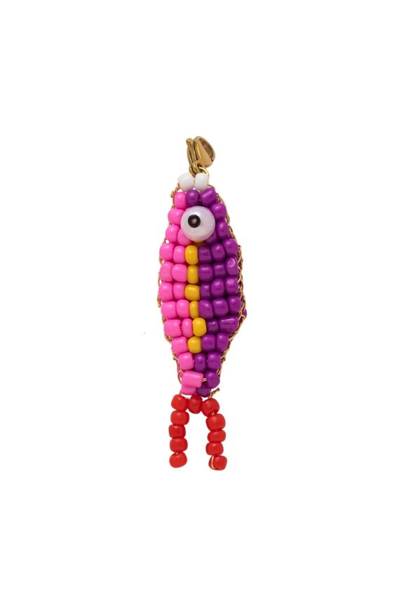 Giaone Fish Shape Key Holder Colorful Beaded Fish Keychain with Lobster Claws Clip