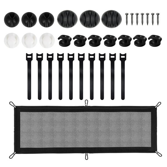 Giaone Flexible Under Table Cord Management Net Storage Pockets for Organizing Cables and Enhancing Workspaces Efficiency