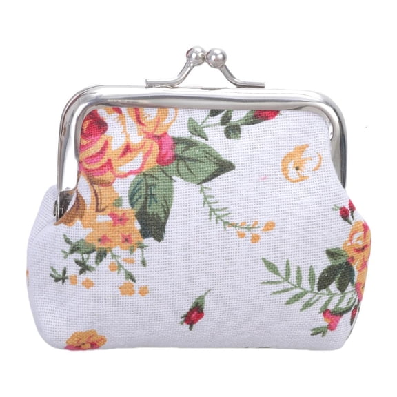 Giaone Coin Purse,Floral Change Purse,Canvas Coin Purse Wallet with Clasp,Coin Wallet