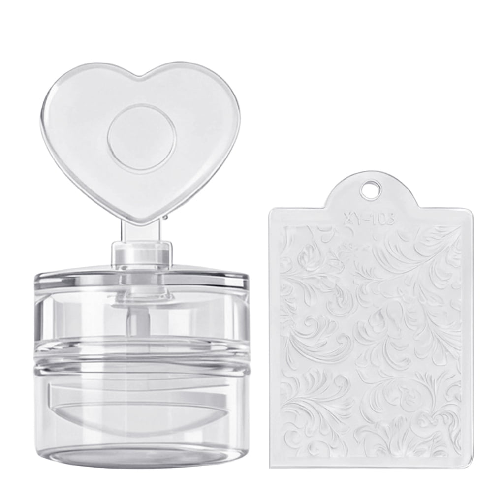Giaone Floral Heart Nail Stamp Reusable Clear Silicone Template For ...