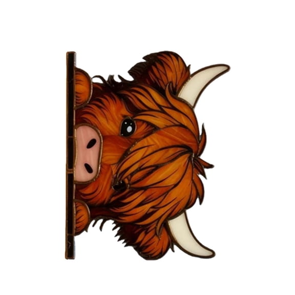 Giaone Funny Peeping Highlands Cow Window Decorations,Christmas Ornament for Shelf
