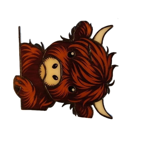 Giaone Funny Peeping Highlands Cow Window Decorations,Christmas Ornament for Shelf