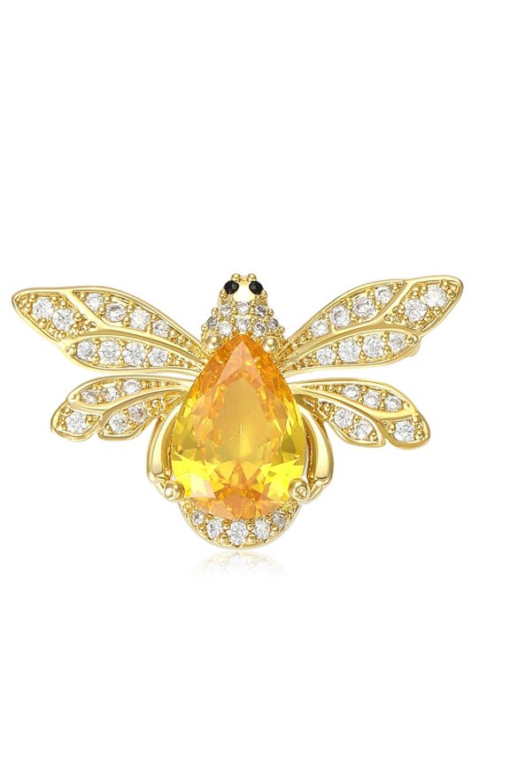 Glittering Rhinestones Bees Brooch Alloy Pin Playful Design For Women Fashion Accessory