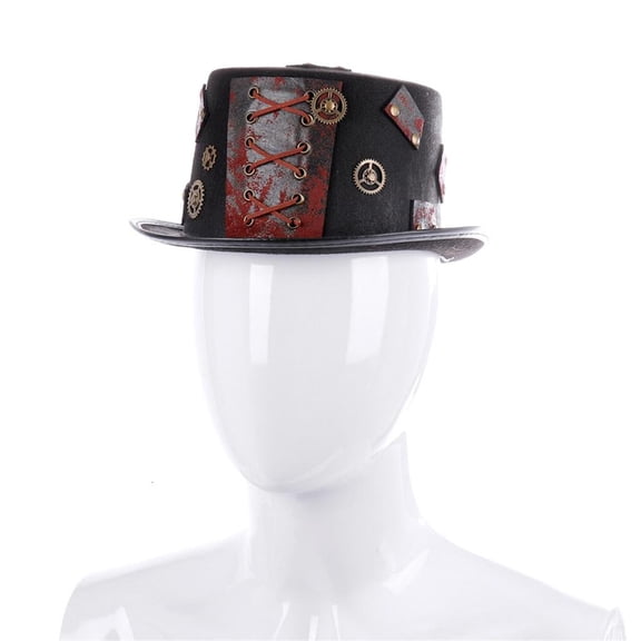 Giaone Gothic Gear Decors Hat Girl Head Wear Victorian Steampunk Top Hat