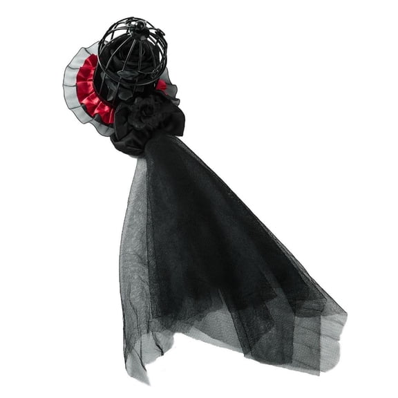 Giaone Gothic Romance Hair Accessory Black Lace Veil Hat With Secure Hairpins