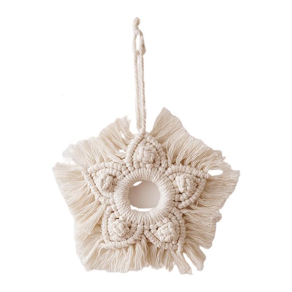 Giaone Hand Woven Macrame Pendant Tapestry Boho Style Cotton Handmade Ornament for Home Christmas Party Wall Door Decoration Five-Pointed Star Hanging Pendants