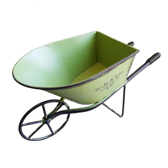 Giaone Iron Wheelbarrow Flower Cart Small Planter Pots for Garden and Indoor Decors