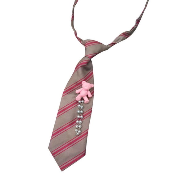 Giaone Kids Cute Bear Pearls Striped Neck Tie Adjustable Pre Tied Ties for Children