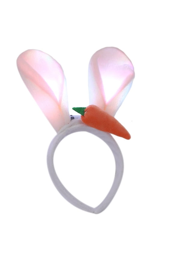 LED Bunny Ear Headband Cute Light Up Rabbit Ears Headdress Plush Hairbands