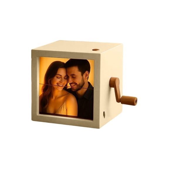 Giaone LED Illuminated Photo Memory Box with Mechanical Animations Texture for Engravings