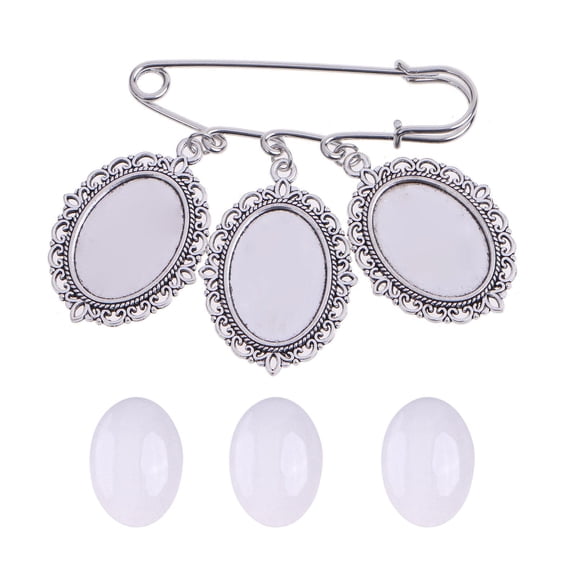 Giaone Lace Frame Oval Glass Cabochon Photo Frame Pendant Suitable for Holiday Crafts