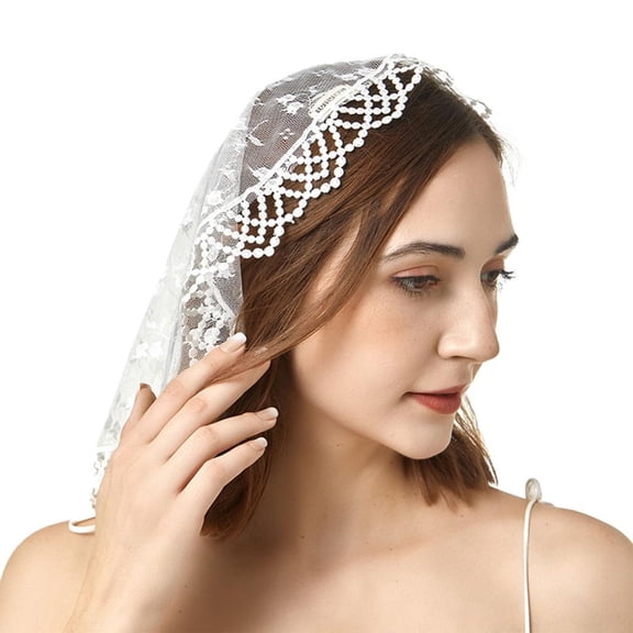 Giaone Lace Rose Veil Head Scarf Women Catholic Church Mantilla Veil Party Accessory