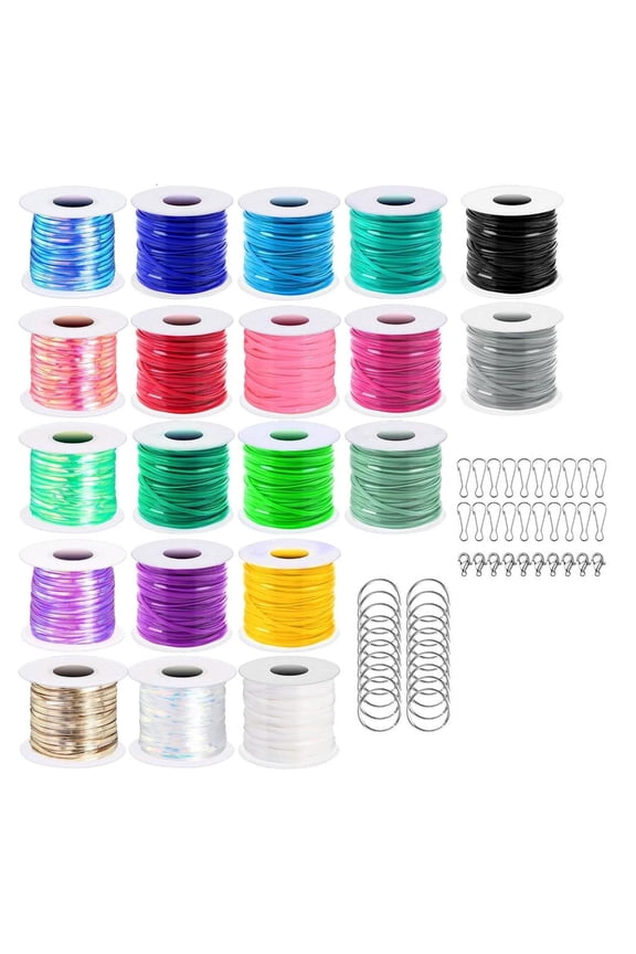 Lanyard and Bracelet Craft with 20 Colored Plastic Laces and Metal Accessories