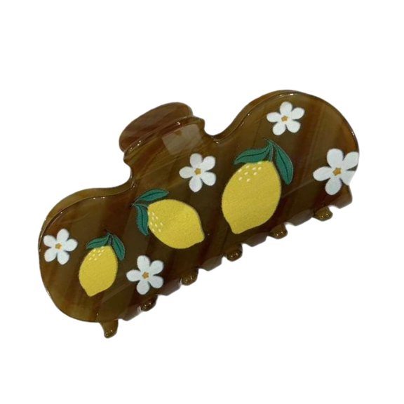 Giaone Lemon Strawberry Fruit Claw Clip Soft Edges Strong Hair Hold For Daily Wear
