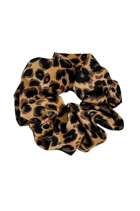 Leopard Print Hair Bun Scrunchy Headpiece Hair Tie Lady Elegant Headdress