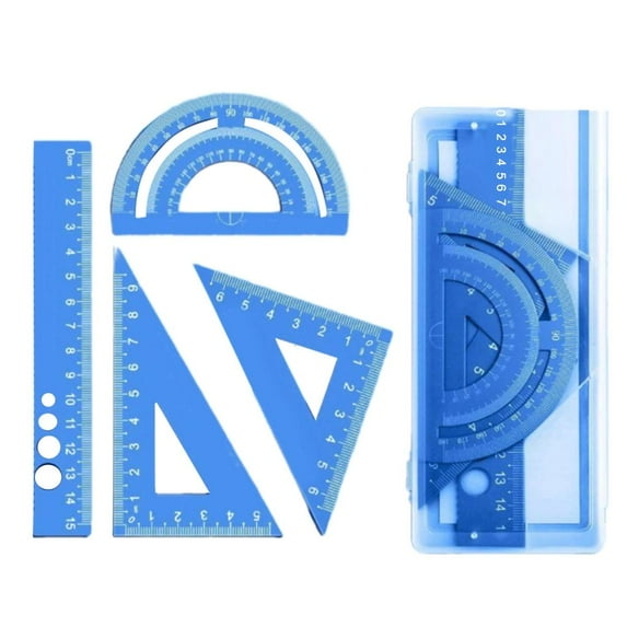 Giaone Lightweight Aluminum Geometry Tools Set 4Pcs Student Ruler Safety Rounded Edges