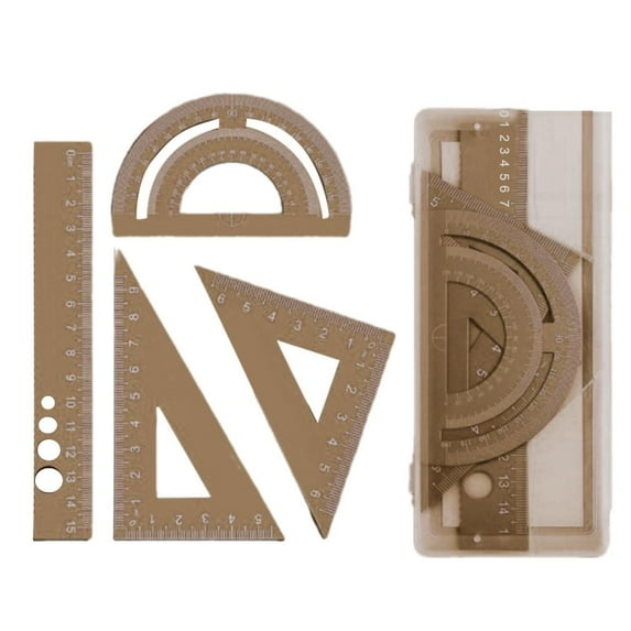 Giaone Lightweight Aluminum Geometry Tools Set 4Pcs Student Ruler Safety Rounded Edges