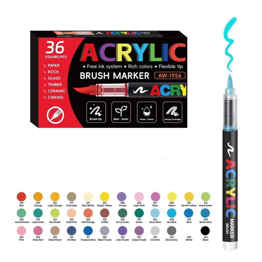 Giaone Liquid Acrylic Paint Marker Soft Brush Tip for Card Making Drawing Journaling