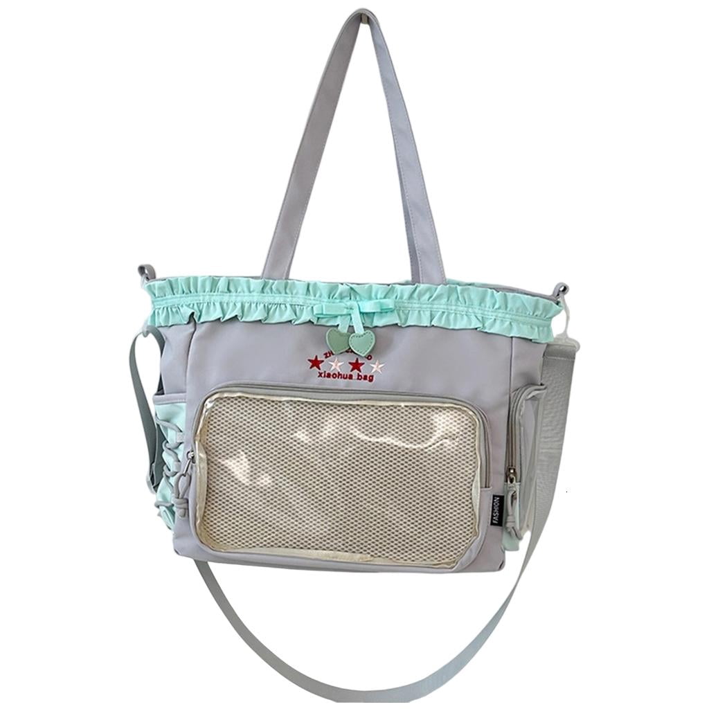 Giaone Lovely Ita Bag Large Capacity Shoulder Bag Ruched Lace Bows Crossbody Bag
