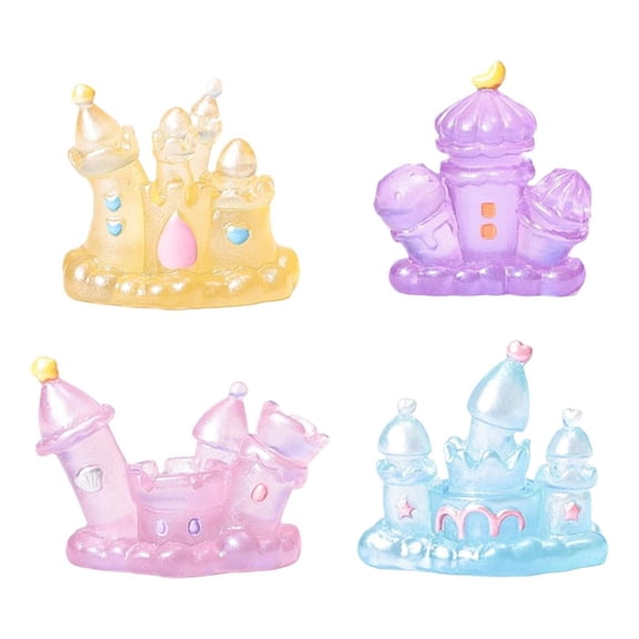 Giaone Luminescent Princess Castles Figurines Lighted Dreamy Castles Statue Ornament for Dollhouses Microlandscape Decors