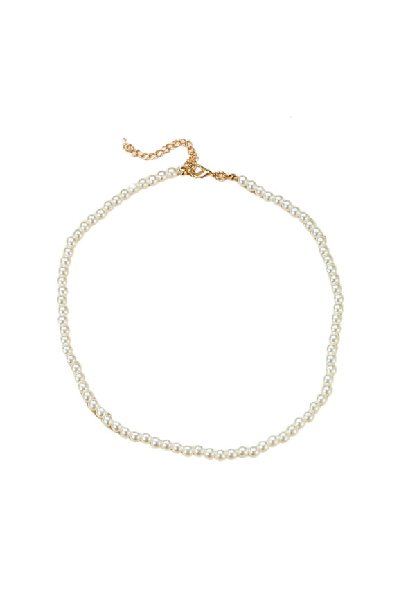 Luxury Round Imitation Pearls Chain Necklace Brides Wedding Vintage Necklace