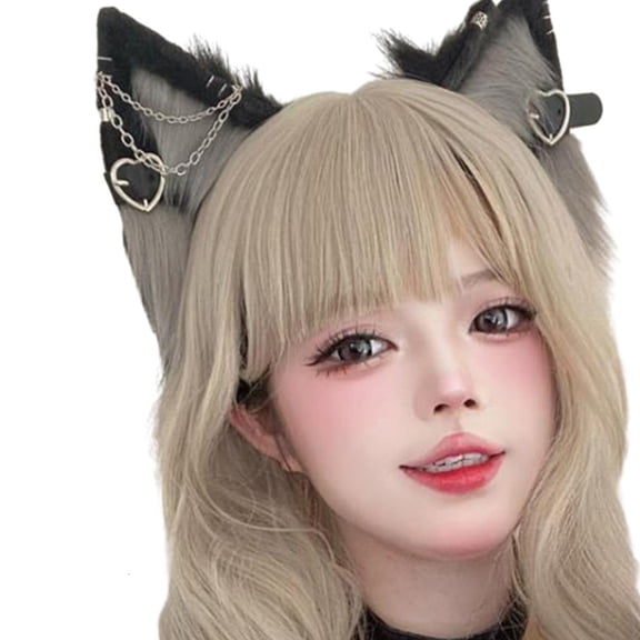 Giaone Mardi Gras Party Cat Ear Headband with Alloy Earring Punk Girl Hairband