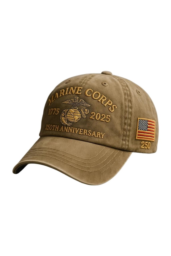 Marine Corps 250th Anniversary Baseball Cap, Embroidered Design with and Adjustable Strap for Daily Wear