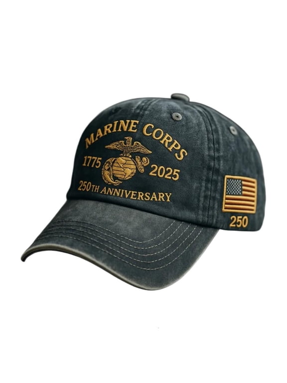 Marine Corps 250th Anniversary Baseball Cap, Embroidered Design with and Adjustable Strap for Daily Wear