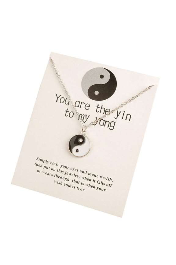 Men Women Necklace with Pendant Friendship Yin Yang Adjustable Chain Necklace