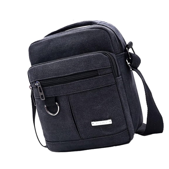 Giaone Canvas Small Crossbody Bag for Men Multi Pockets Zippered Shoulder Bag Side Bag