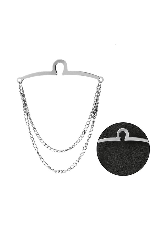 Mens Tie Chain Double Chains Shirt Necktie Link Chain Buckle Metal Tie Clips