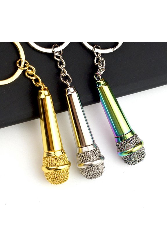 Microphone Keychain Simulation Mic Keyring Music Lover Gift Fashion Accessory