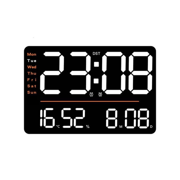 Giaone Modern LED Digital Clock Indoor Use Time Temperature Timer 2 Alarms Brightness And Remote Control