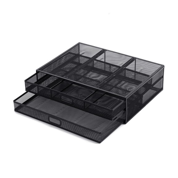 Giaone Monitor Stand with 2 Storage Drawers Metal Mesh Desk Organisers for Laptop PC