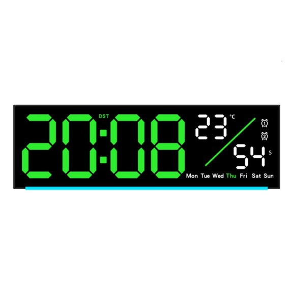 Giaone Multipurpose Digital LED Alarm Clock Time Date Temperature Display Soft Alarm Feature Timers Stopwatch Stylish for Home
