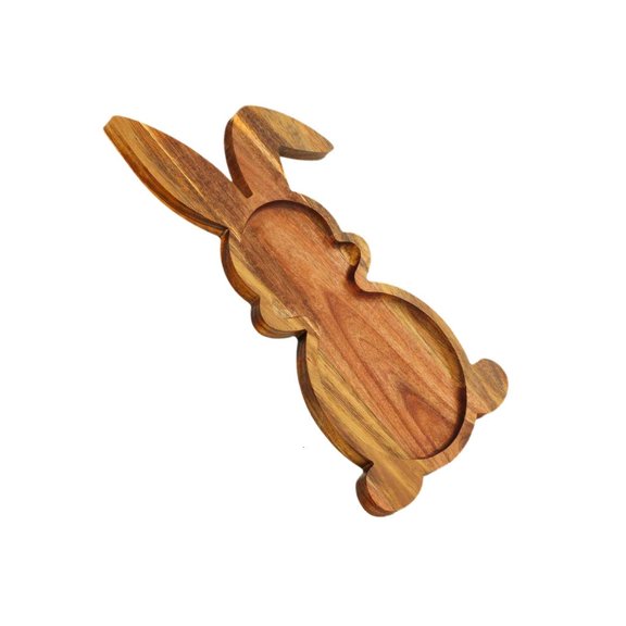 Giaone Natural Wood Rabbits Serving Tray with Festive Designs for Kitchen Food Presentation and Decor