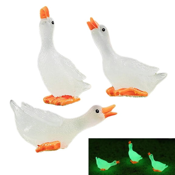 Giaone 3pcs Miniature Resin White Gooses Figurine Mini Resin Statues Ornaments
