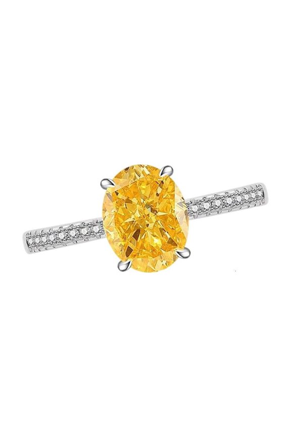 Oval Cut Cubic Zirconia Rings In Copper Setting For Party And Evening Event